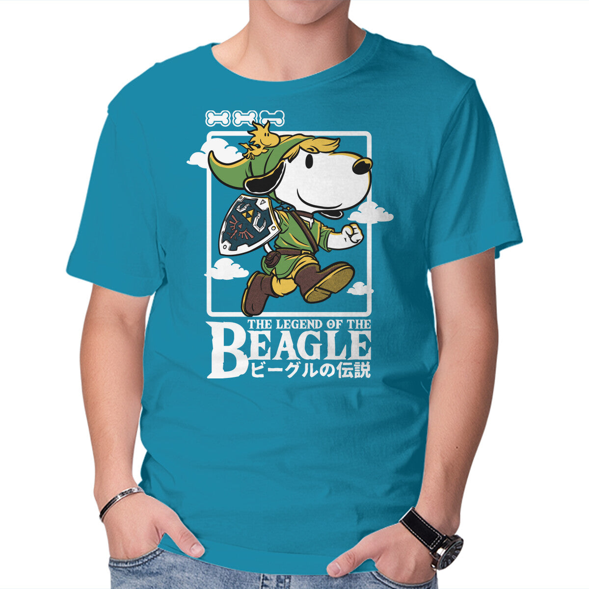 The Legend Of The Beagle – Gaming Graphic T-Shirt in turquoise, product display