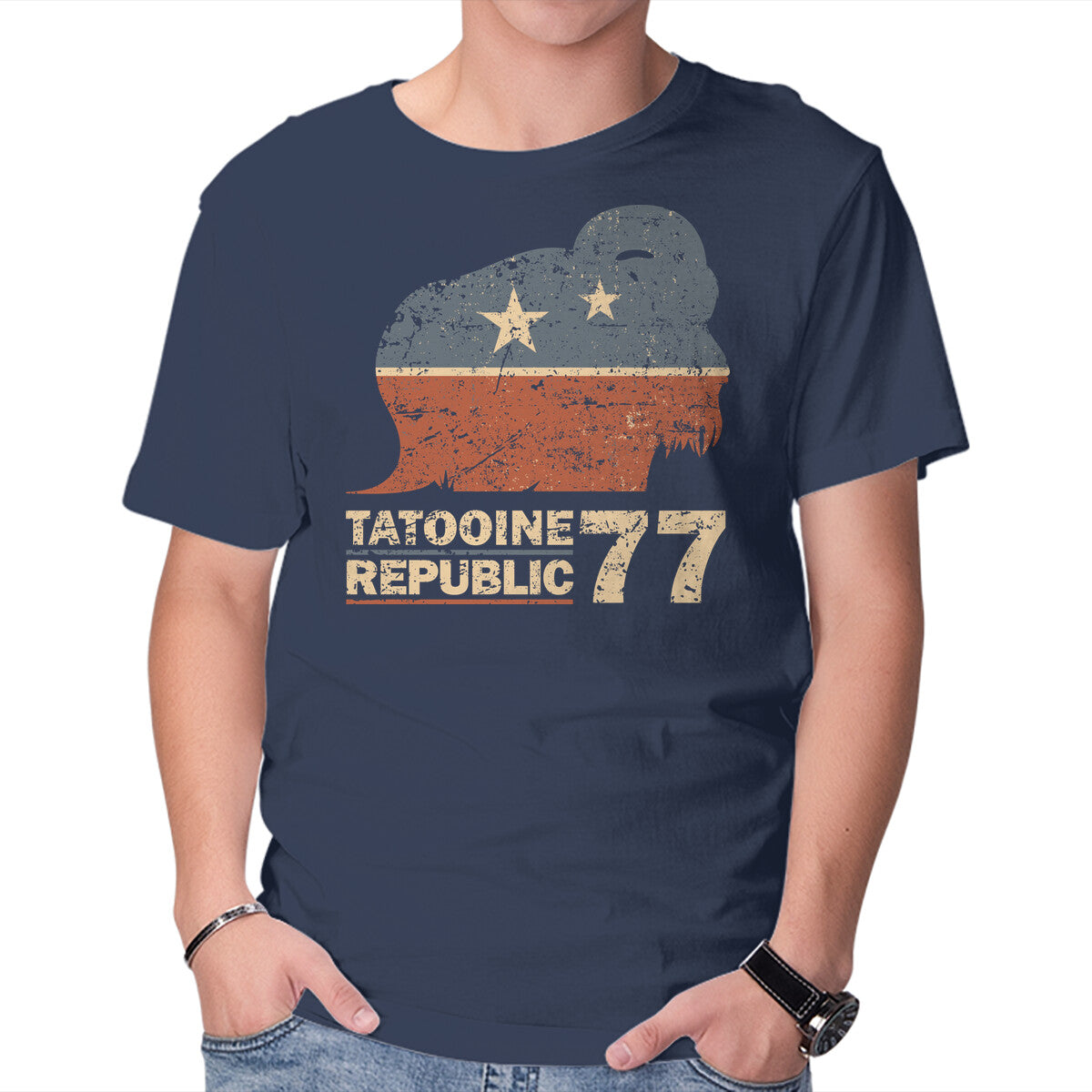 Republic – Sci-Fi Graphic T-Shirt in navy, product display