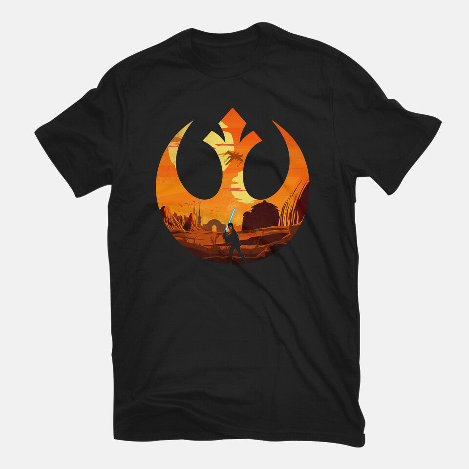 The Knight Farmer – Sci-Fi Graphic T-Shirt in black, flat-lay product view