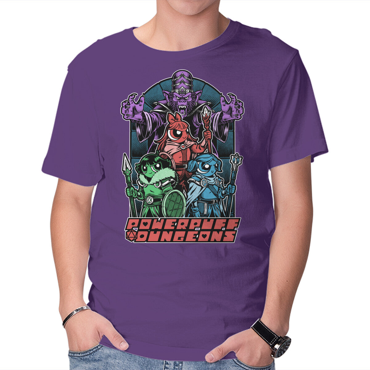 Power Girls Dungeons Graphic T-Shirt in purple, product display