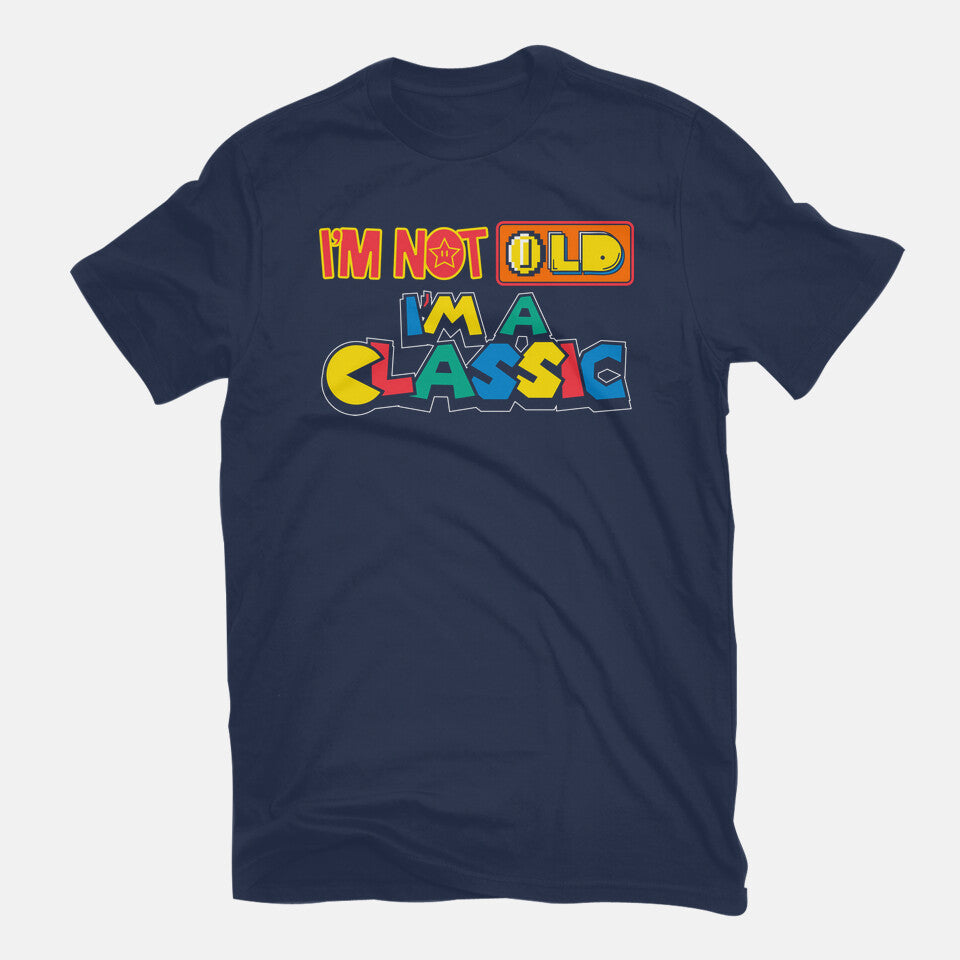 I'm A Classic – Gaming Graphic T-Shirt in navy, flat-lay product view