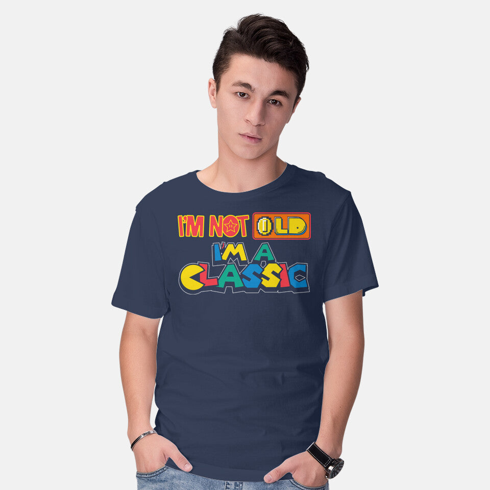 Model wearing navy I'm A Classic – Gaming Graphic T-Shirt