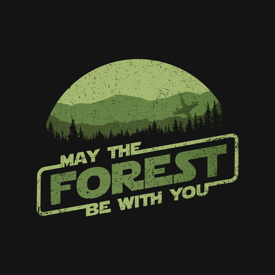 May The Forest Be With You – Sci-Fi Graphic T-Shirt design artwork for black graphic T-shirt