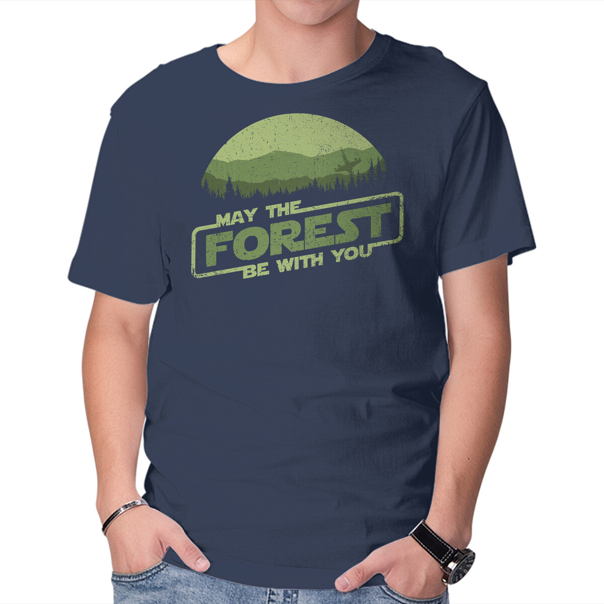 May The Forest Be With You – Sci-Fi Graphic T-Shirt in navy, product display