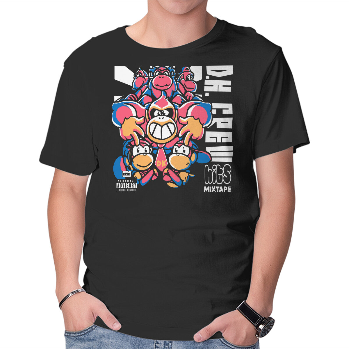DK Crew Mixtape – Gaming Graphic T-Shirt in black, product display