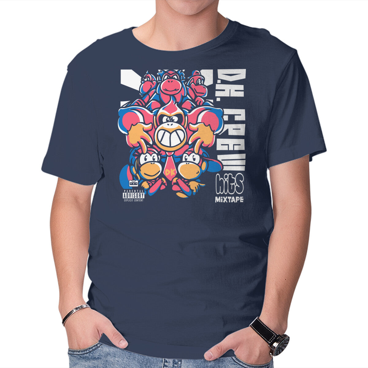 DK Crew Mixtape – Gaming Graphic T-Shirt in navy, product display