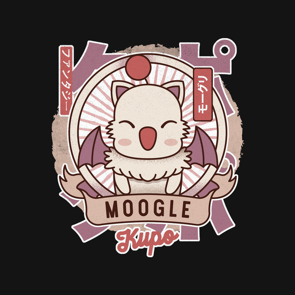 Moogle Retro – Gaming Graphic T-Shirt design artwork for black graphic T-shirt