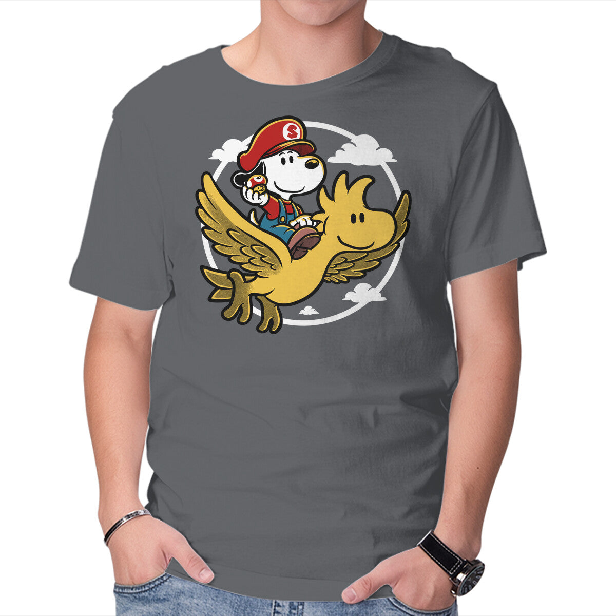 Super Beagle Bros – Dog Graphic T-Shirt in charcoal, product display
