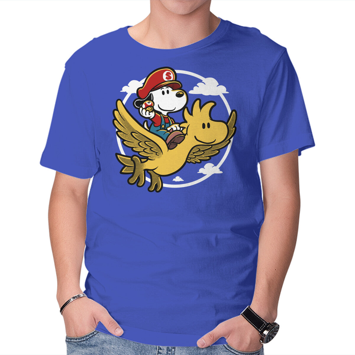 Super Beagle Bros – Dog Graphic T-Shirt in royal blue, product display