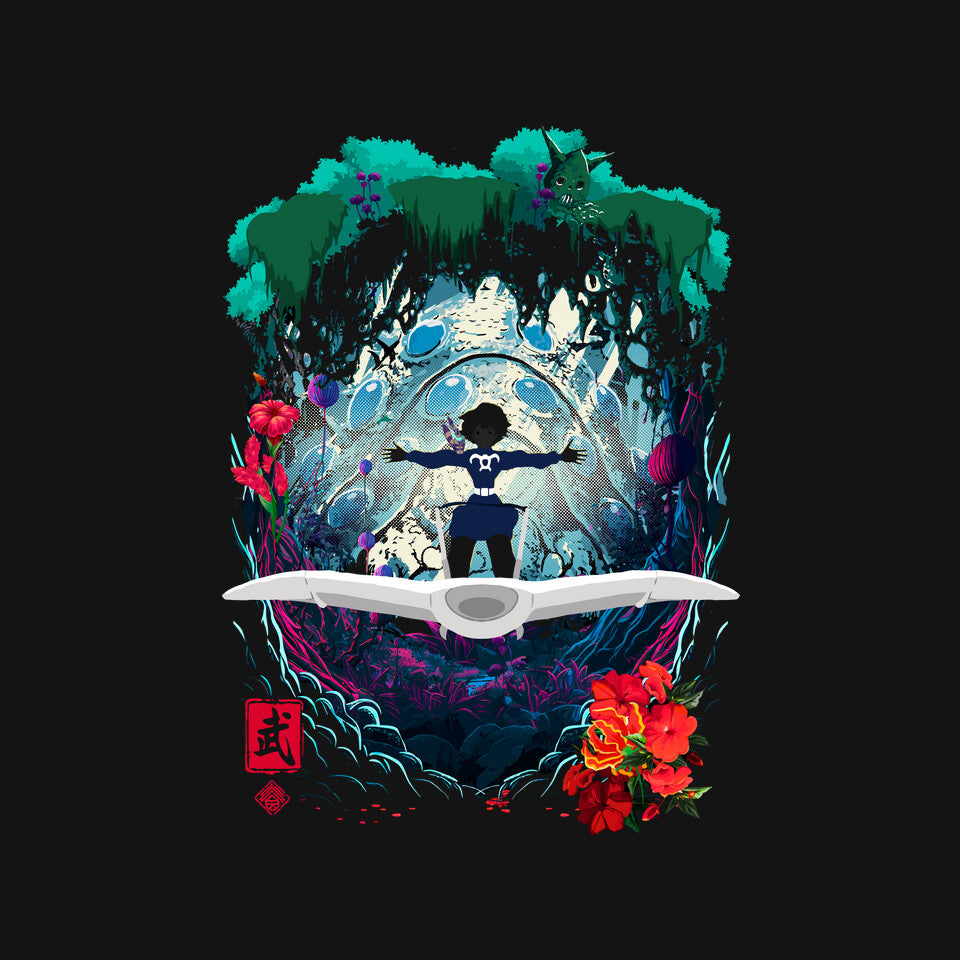 Princess Of The Valley – Anime Graphic T-Shirt design artwork for black graphic T-shirt