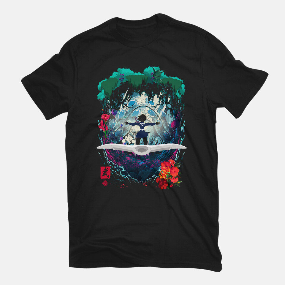 Princess Of The Valley – Anime Graphic T-Shirt in black, flat-lay product view