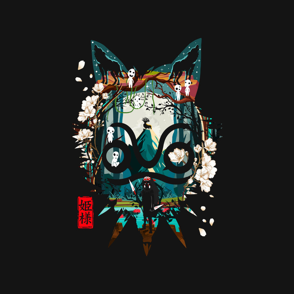 Princess Of The Woods – Anime Graphic T-Shirt design artwork for black graphic T-shirt