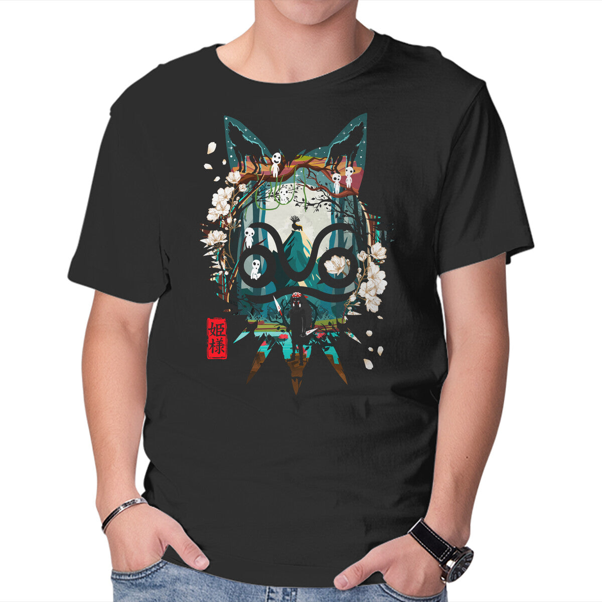 Princess Of The Woods – Anime Graphic T-Shirt in black, product display