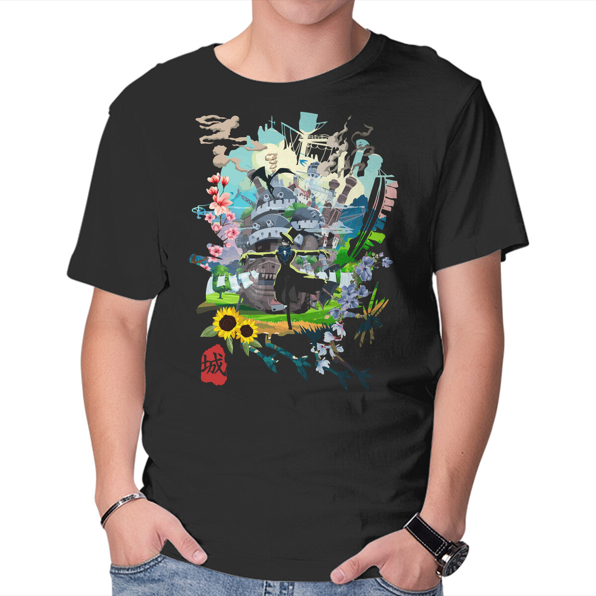 The Magic Castle – Anime Graphic T-Shirt in black, product display