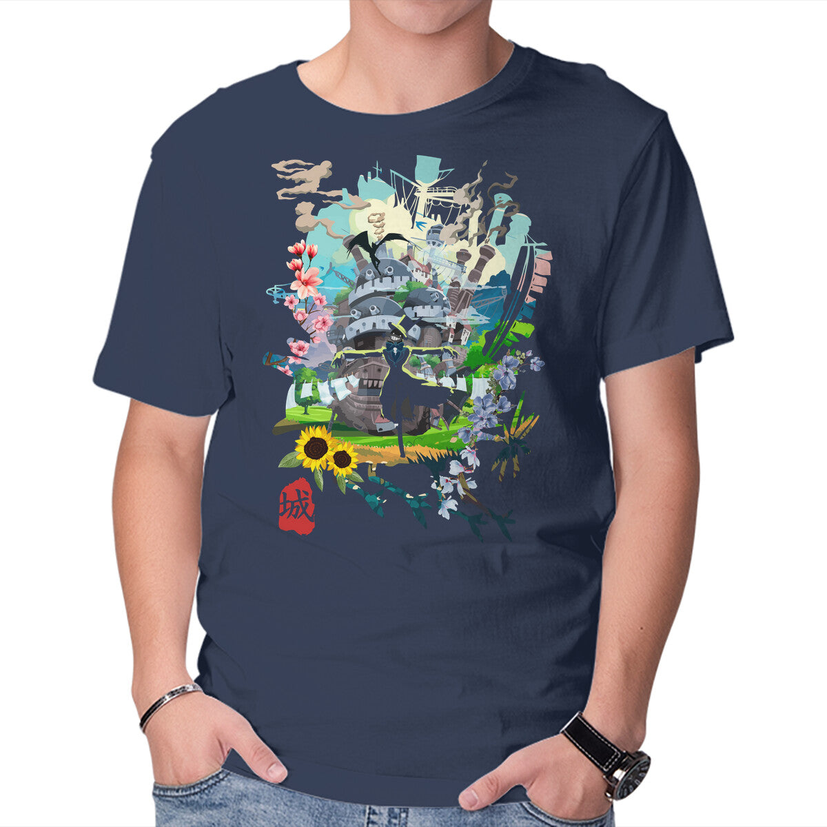 The Magic Castle – Anime Graphic T-Shirt in navy, product display