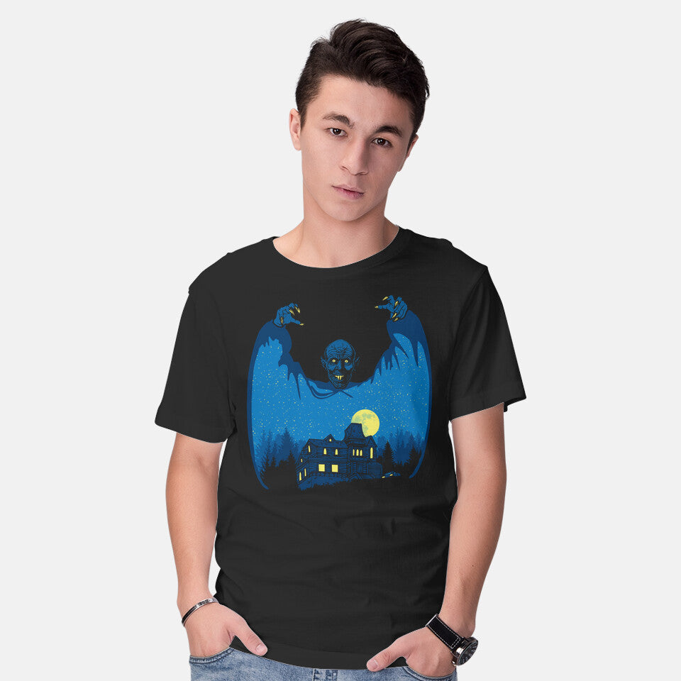 Model wearing black Fright Night – Horror Graphic T-Shirt
