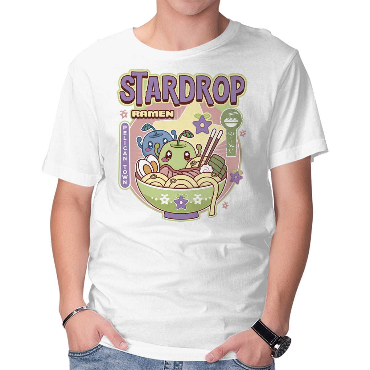 Junimos Ramen – Gaming Graphic T-Shirt in white, product display
