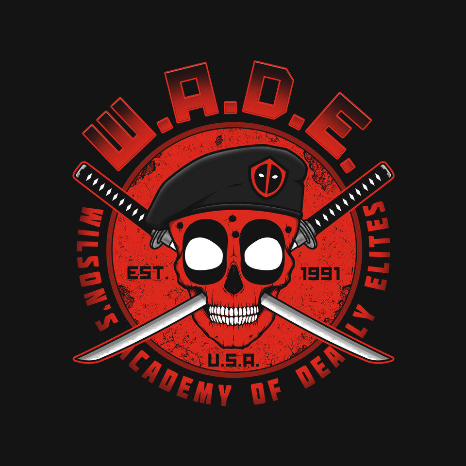 Wade Academy – Movie Graphic T-Shirt design artwork for black graphic T-shirt