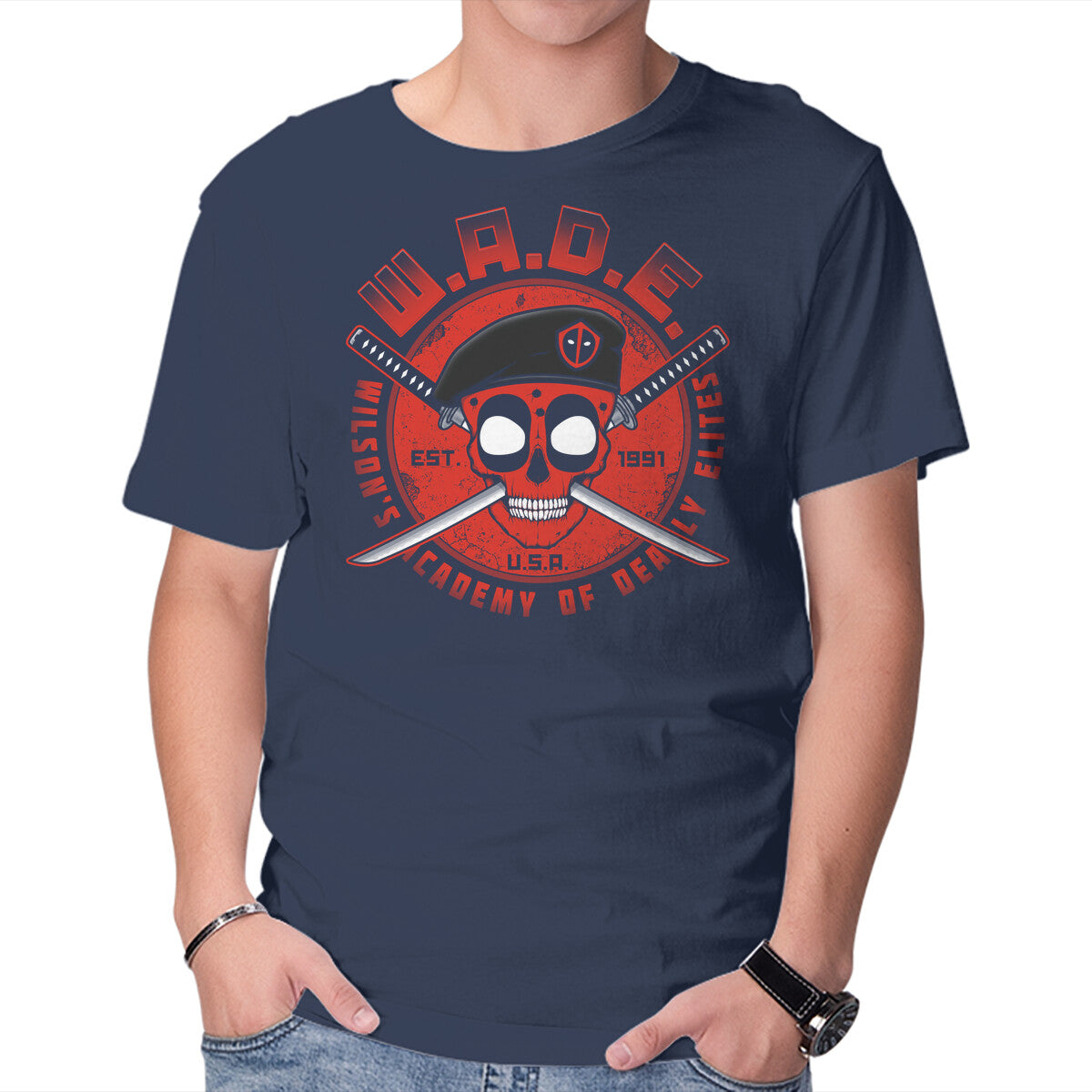 Wade Academy – Movie Graphic T-Shirt in navy, product display