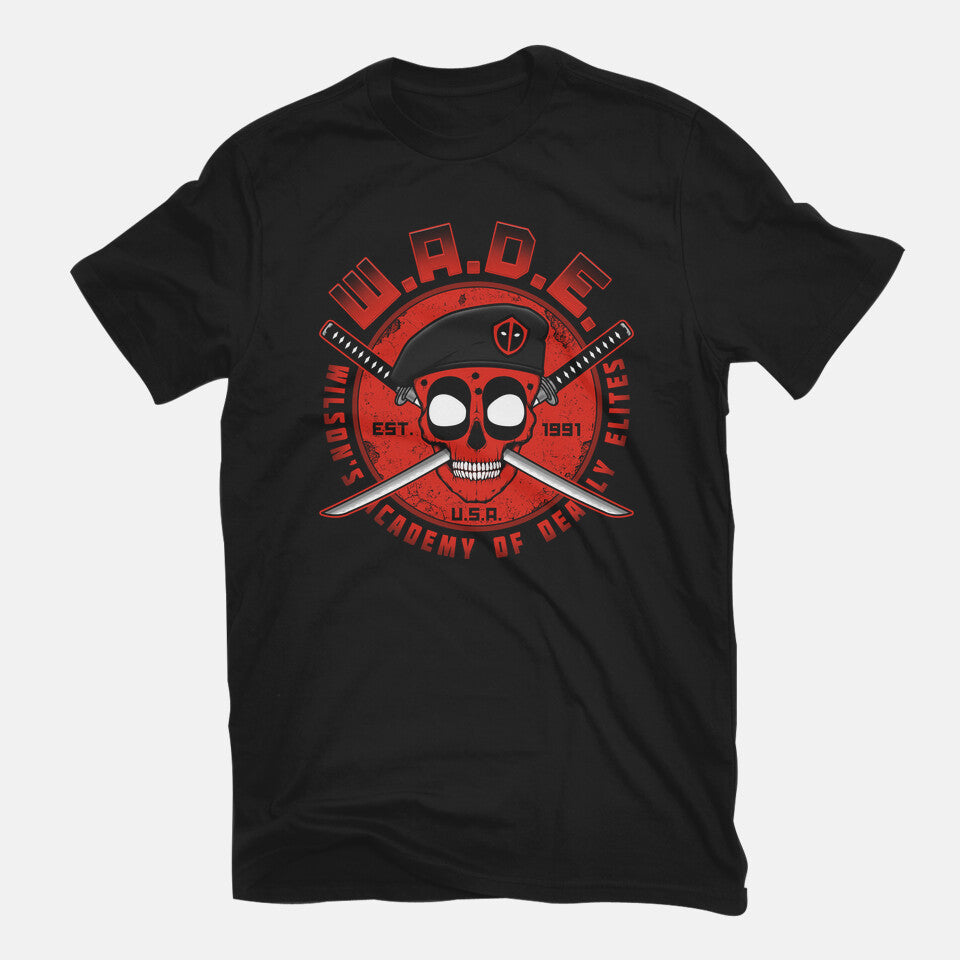 Wade Academy – Movie Graphic T-Shirt in black, flat-lay product view