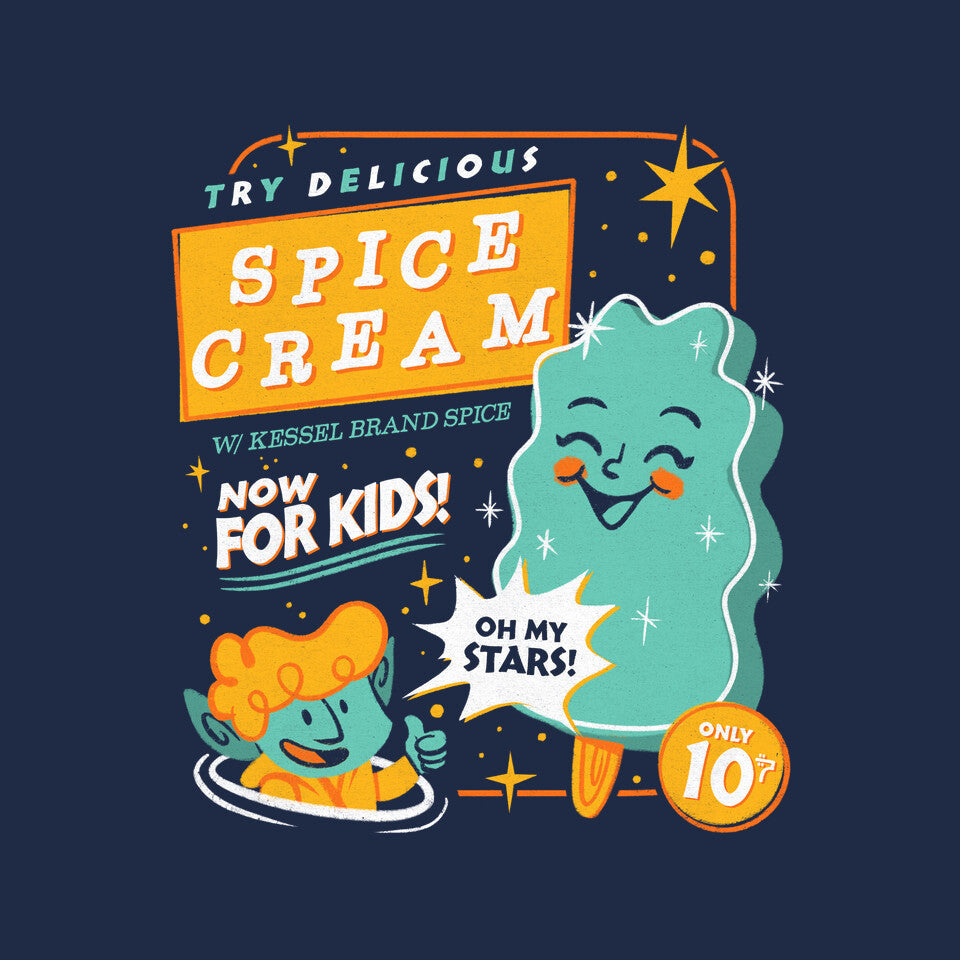 Try Delicious Spice Cream – Sci-Fi Graphic T-Shirt design artwork for navy graphic T-shirt