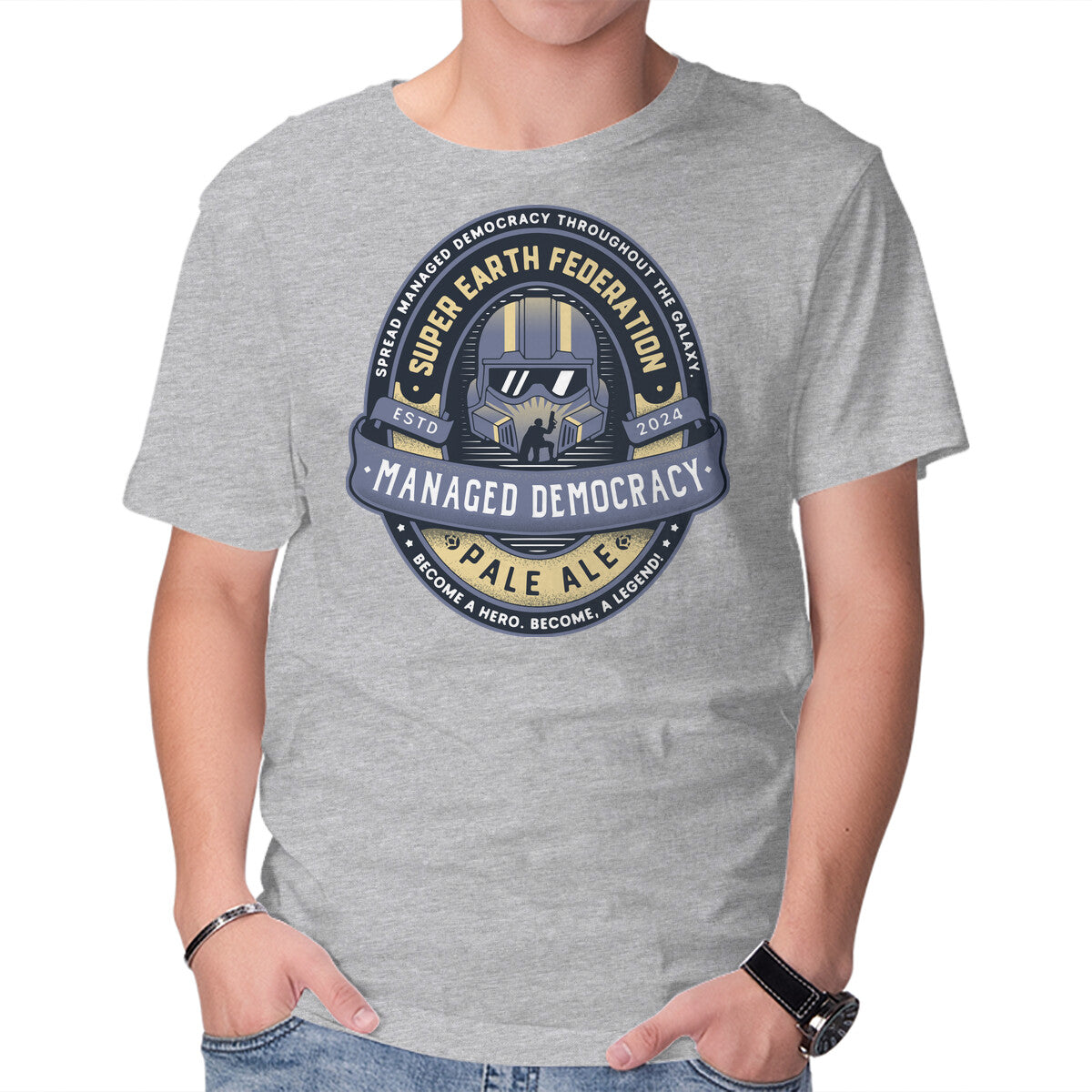 Democracy Exo Patriot Mech – Gaming Graphic T-Shirt