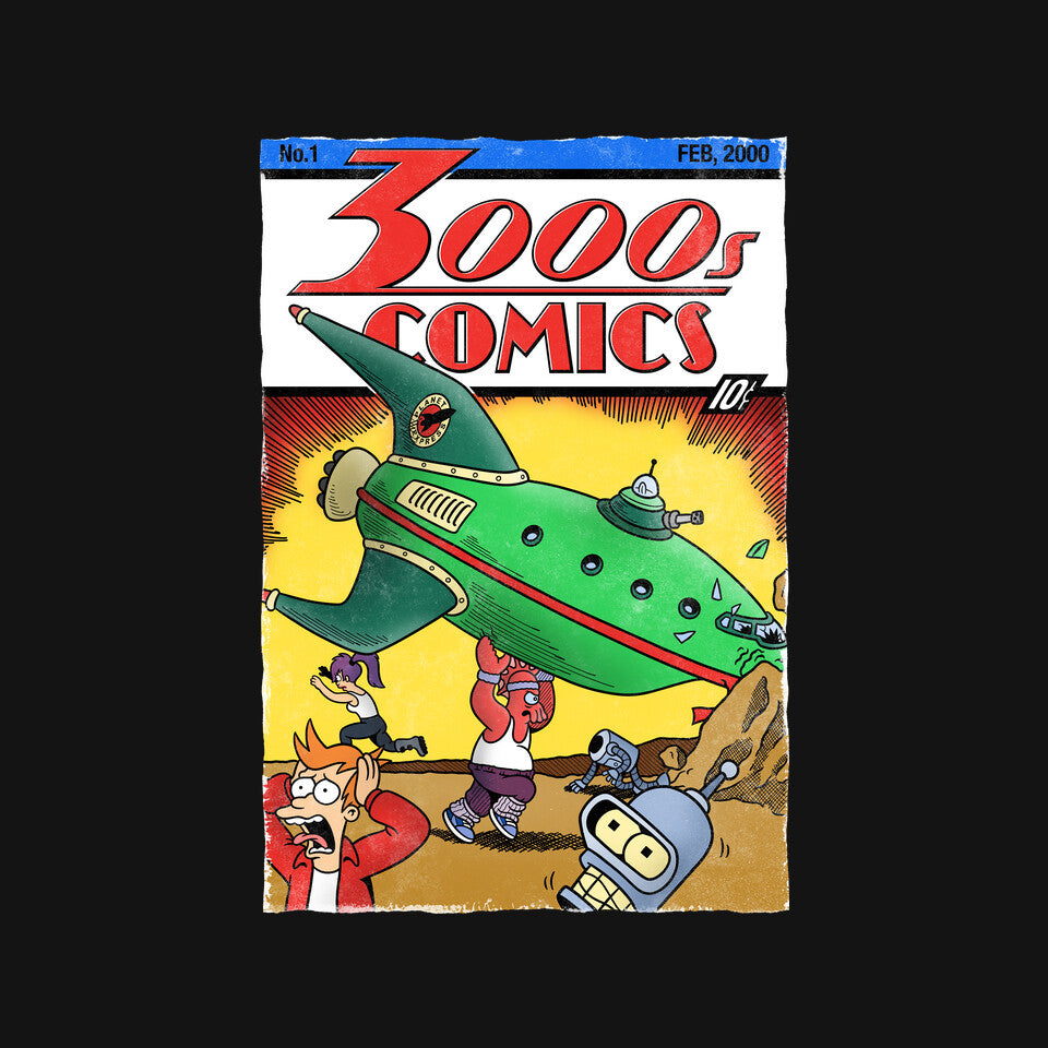 3000s Comics – Sci-Fi Graphic T-Shirt design artwork for black graphic T-shirt