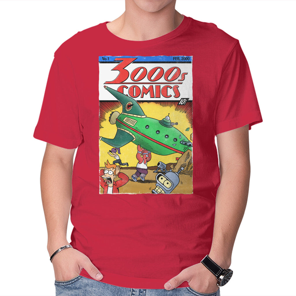 3000s Comics – Sci-Fi Graphic T-Shirt in red, product display