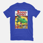 3000s Comics – Sci-Fi Graphic T-Shirt in royal blue, flat-lay product view