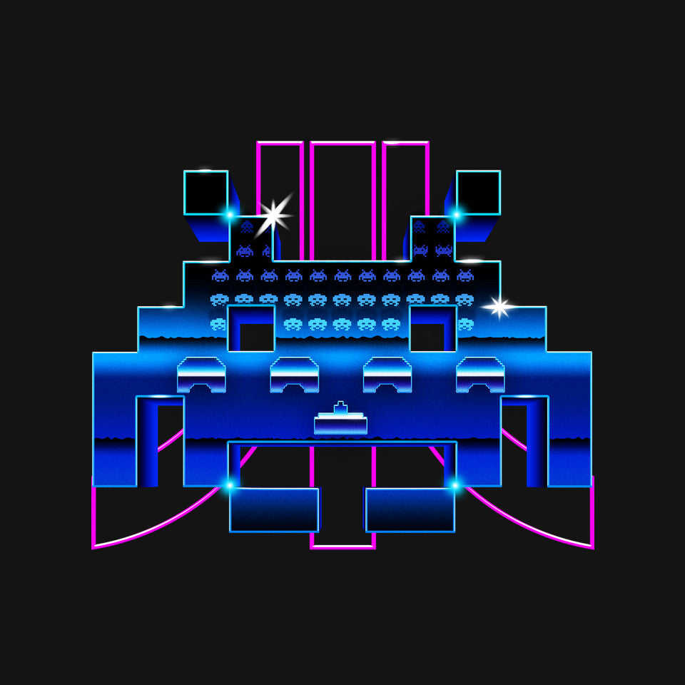Space Retro – Gaming Graphic T-Shirt design artwork for black graphic T-shirt