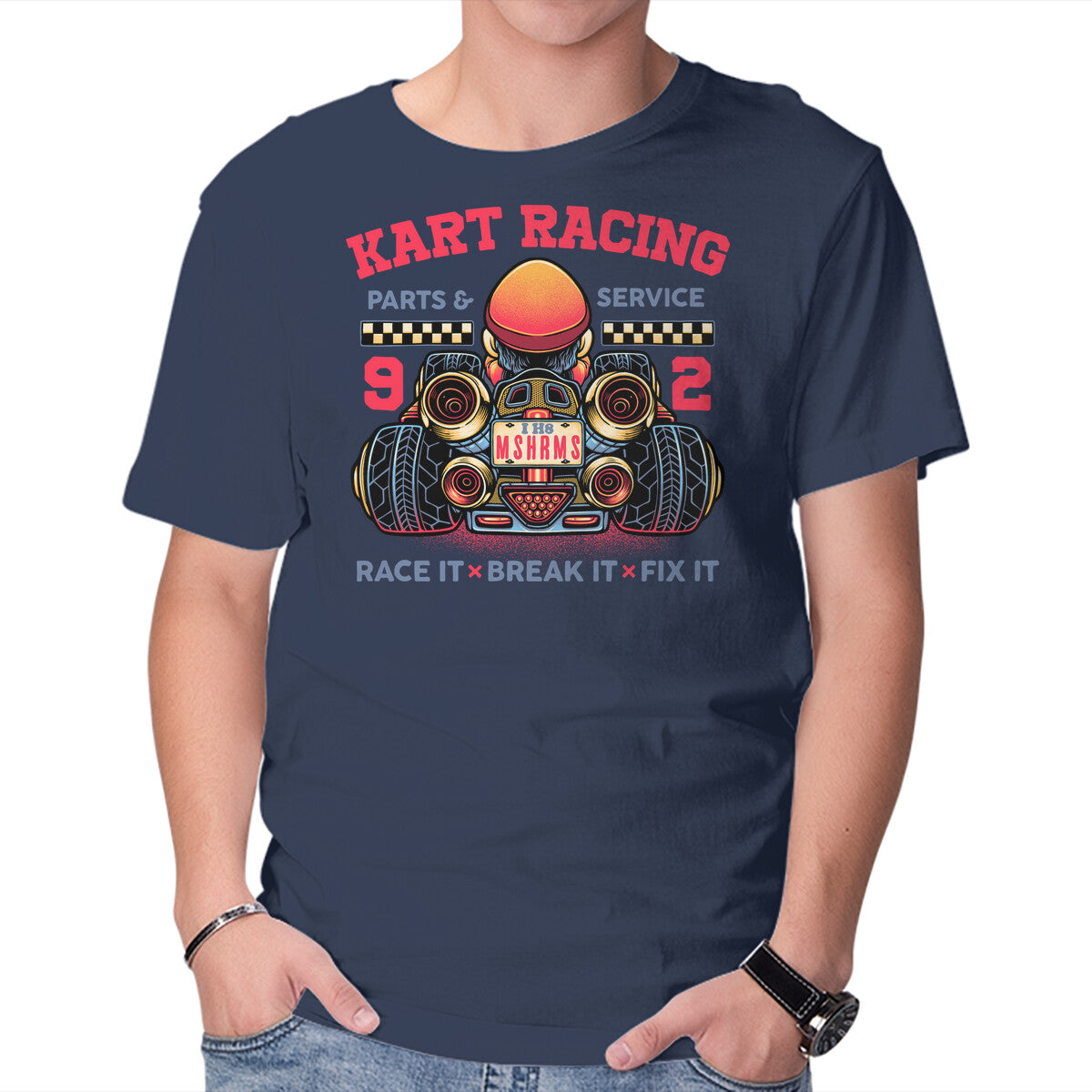 Kart Racing – Gaming Graphic T-Shirt in navy, product display