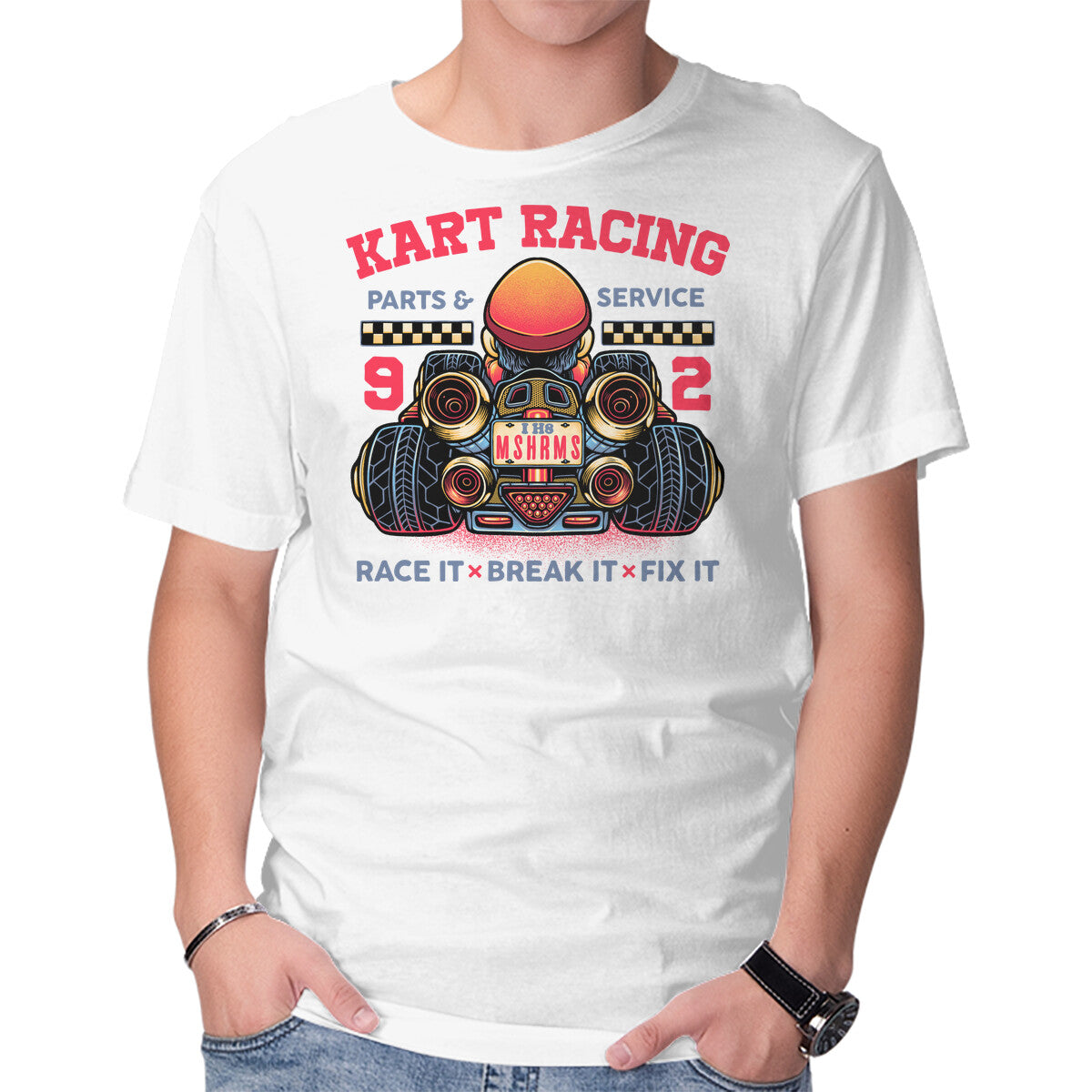 Kart Racing – Gaming Graphic T-Shirt in white, product display