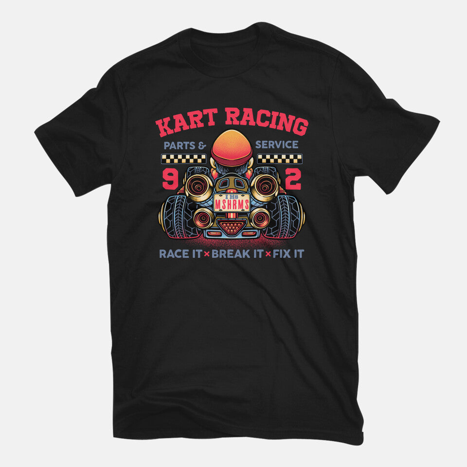 Kart Racing – Gaming Graphic T-Shirt in black, flat-lay product view