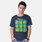 Model wearing navy The Shrek Moods – Movie Graphic T-Shirt