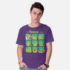 Model wearing purple The Shrek Moods – Movie Graphic T-Shirt