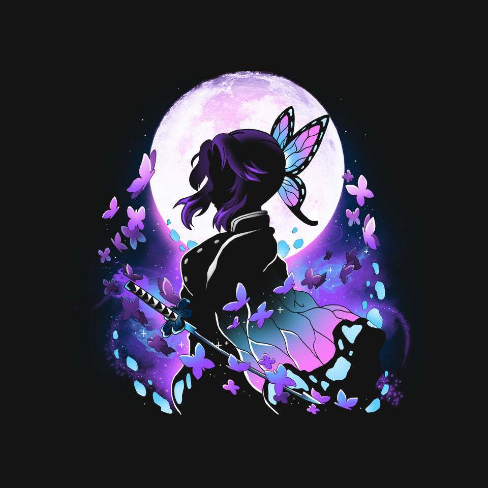 Master Butterflies – Anime Graphic T-Shirt design artwork for black graphic T-shirt