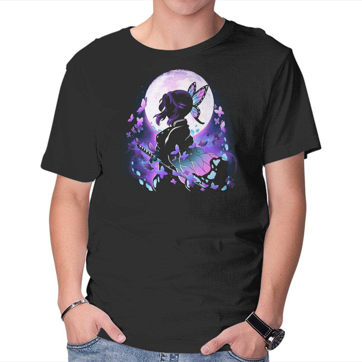 Master Butterflies – Anime Graphic T-Shirt in black, product display