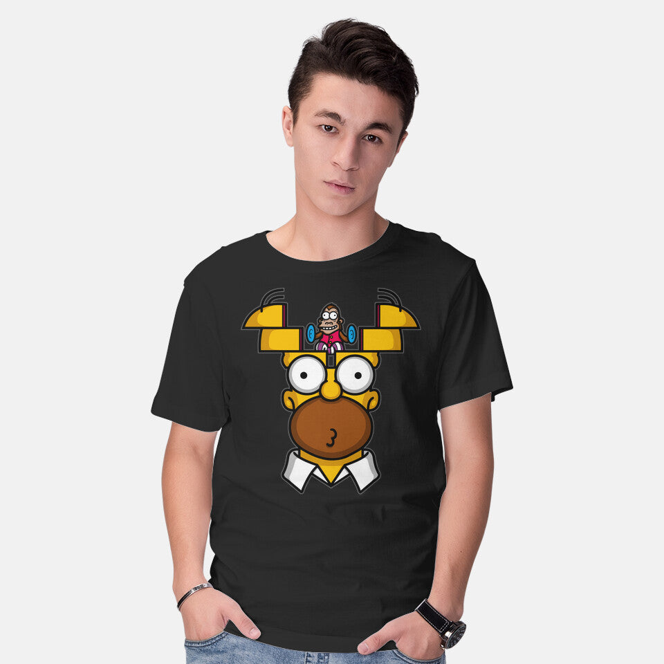 Model wearing black Cymbal Recall – Sci-Fi Graphic T-Shirt