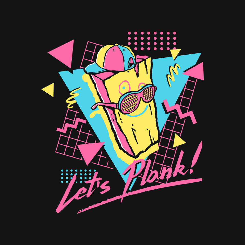 Let's Plank – Funny Graphic T-Shirt design artwork for black graphic T-shirt