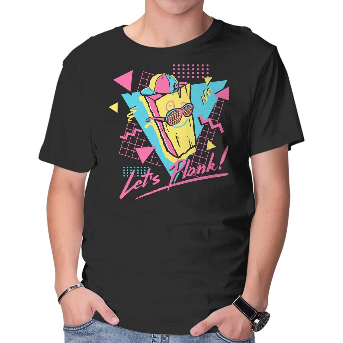 Let's Plank – Funny Graphic T-Shirt in black, product display