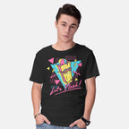 Model wearing black Let's Plank – Funny Graphic T-Shirt