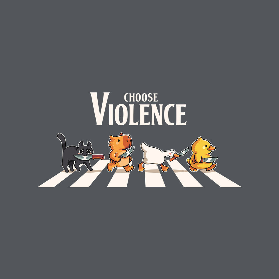 Choose Violence – Cat Graphic T-Shirt design artwork for charcoal graphic T-shirt