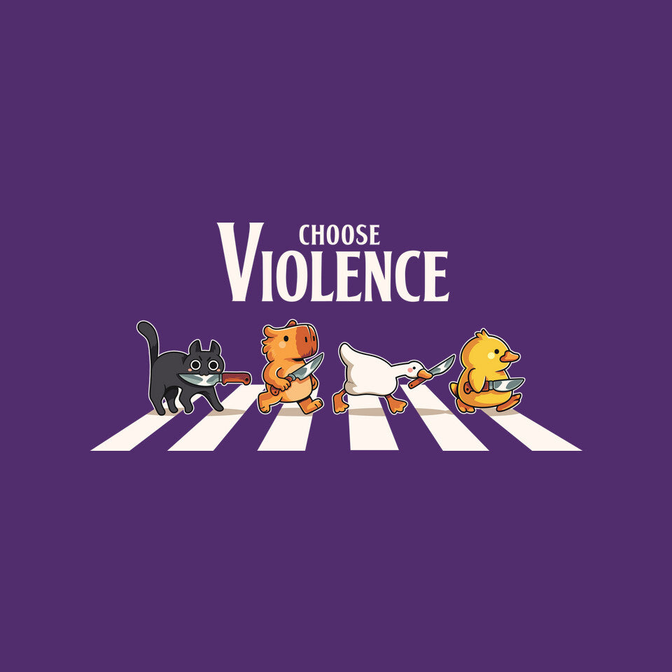 Choose Violence – Cat Graphic T-Shirt design artwork for purple graphic T-shirt
