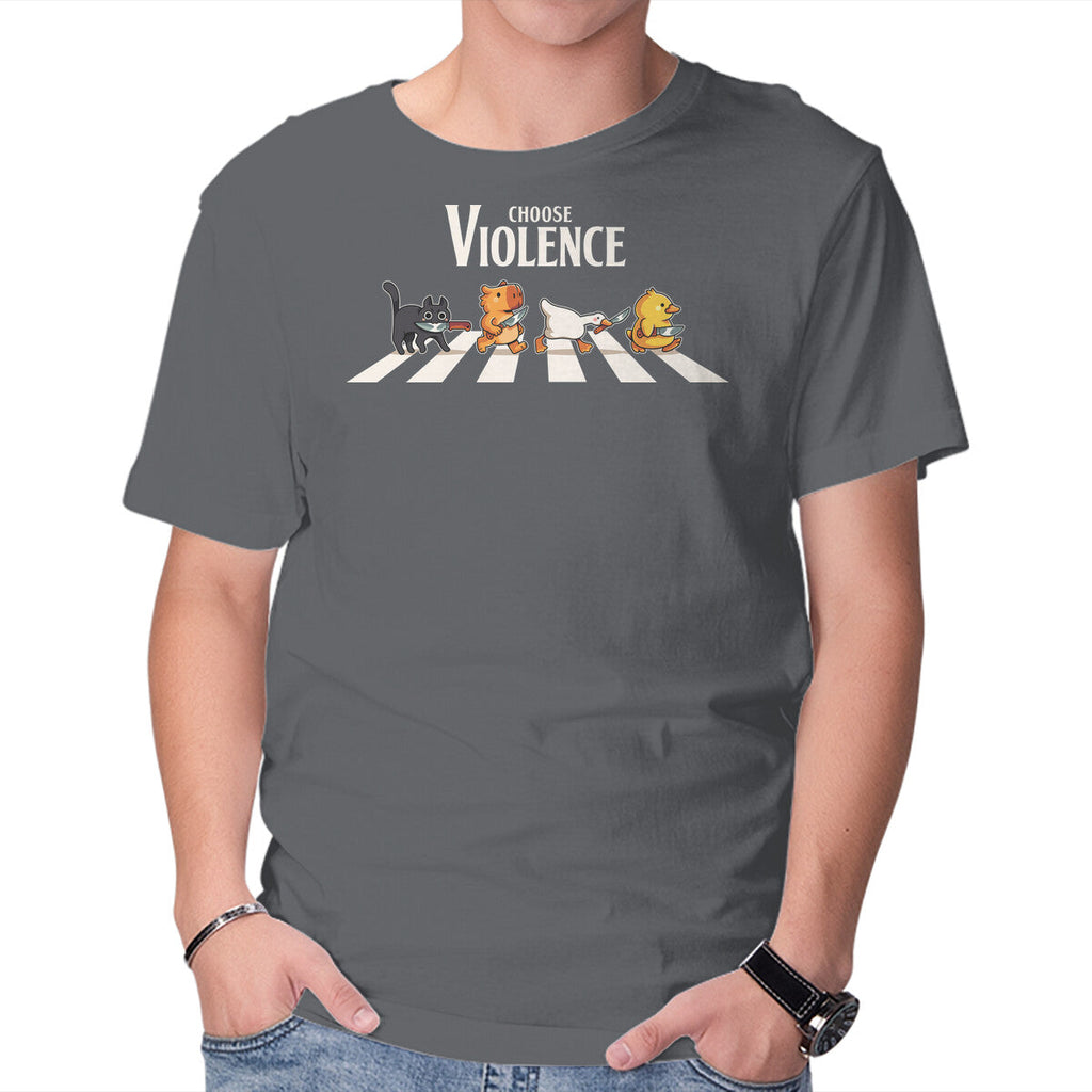 Choose Violence – Cat Graphic T-Shirt in charcoal, product display