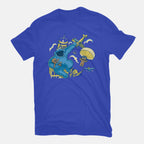 Cookie Kong – Funny Graphic T-Shirt in royal blue, flat-lay product view