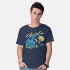 Model wearing navy Cookie Kong – Funny Graphic T-Shirt