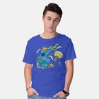 Model wearing royal blue Cookie Kong – Funny Graphic T-Shirt