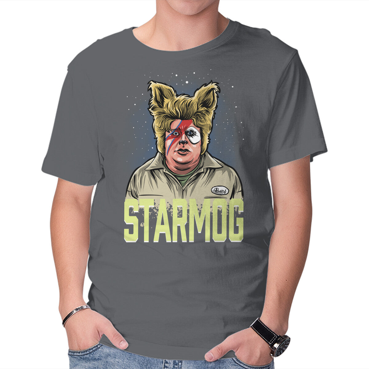 Starmog – Sci-Fi Graphic T-Shirt in charcoal, product display