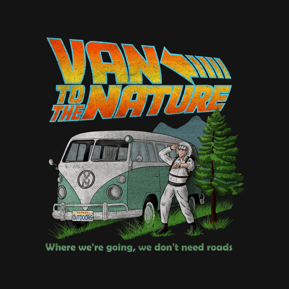 Van To The Nature – Sci-Fi Graphic T-Shirt design artwork for black graphic T-shirt
