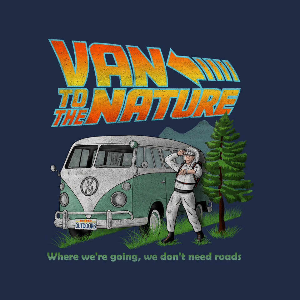 Van To The Nature – Sci-Fi Graphic T-Shirt design artwork for navy graphic T-shirt